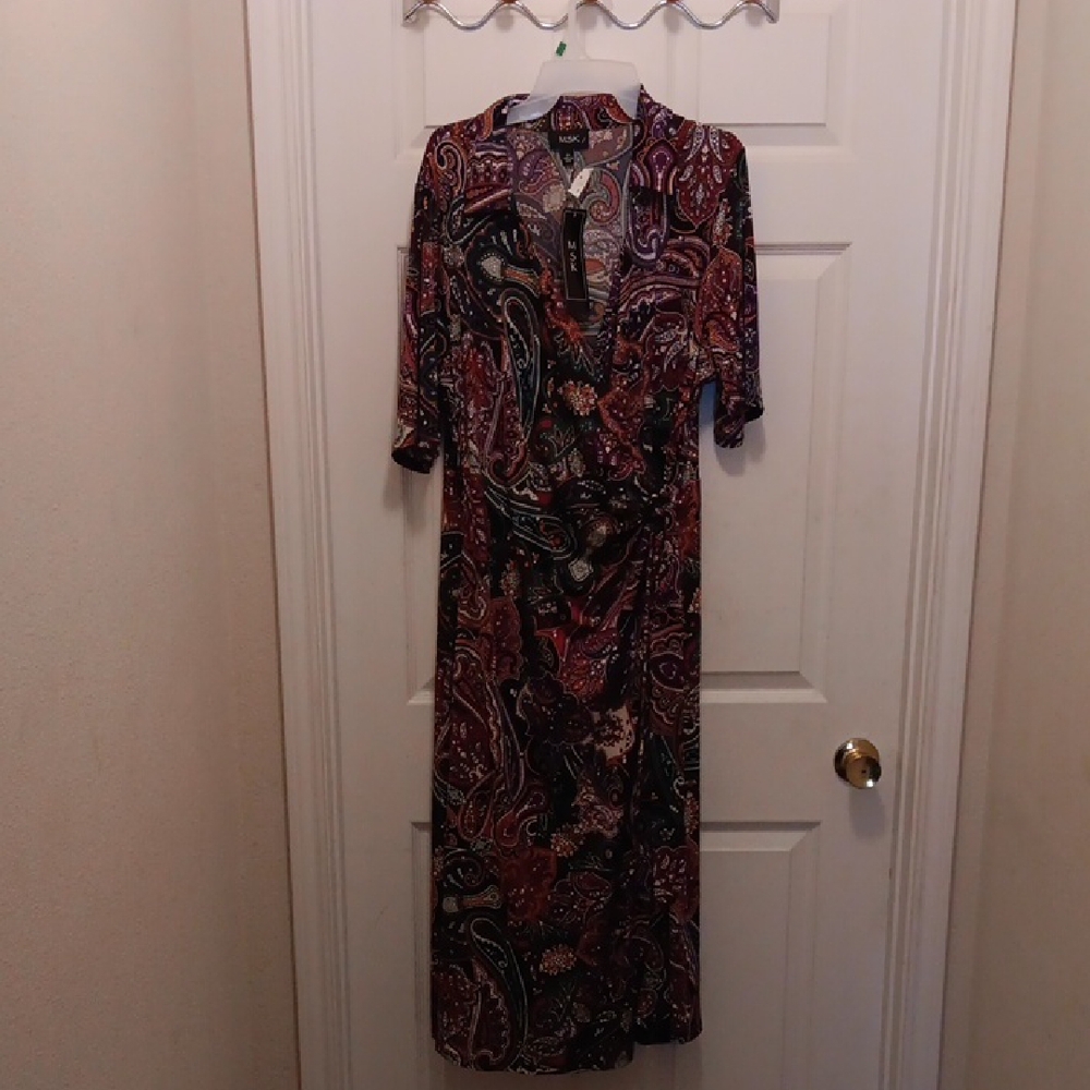 New Paisley Print Wrap  Maxi Dress